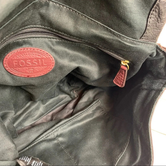 Fossil All Leather Crossbody Messenger Bag Flap Zip Around Expandable Colorblock - Picture 13 of 14